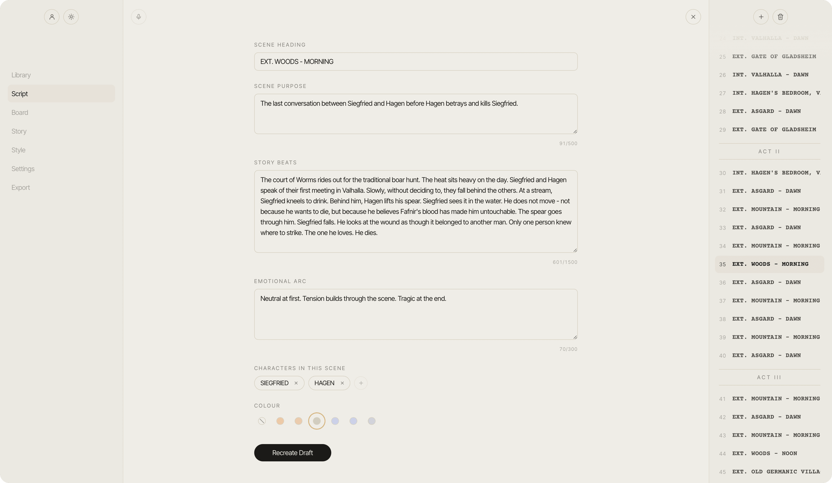 The FIRSTVERSE scene view holding a story beat